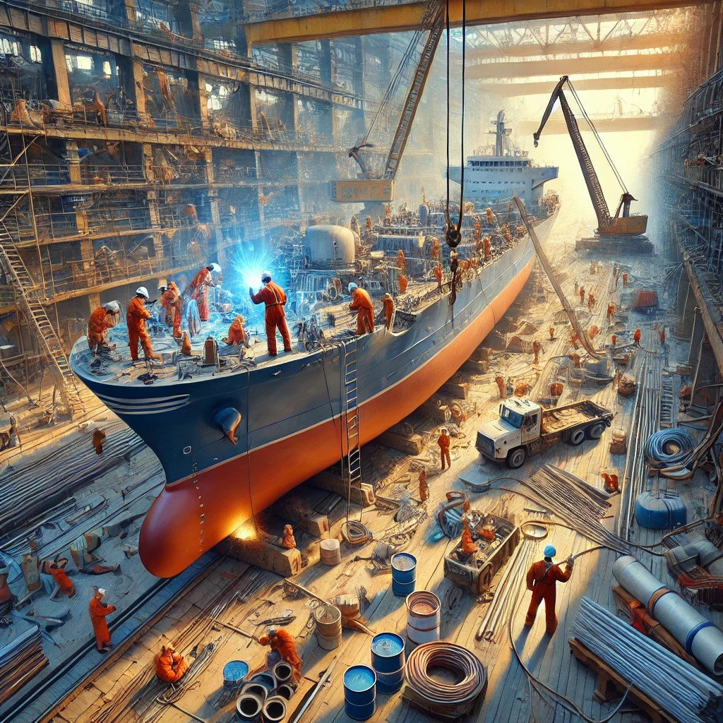 造船所で配管・溶接・塗装